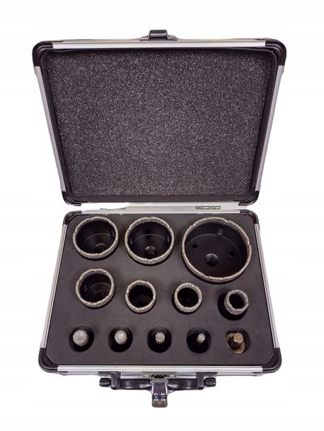 ZESTAW OTWORNICA WIERTŁO DIAMENTOWE DO GRESU 6-68 11 el + adapter-Zdjęcie-0