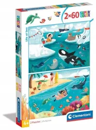 puzzle-2x60-super-kolor-life-at-sea-clementoni