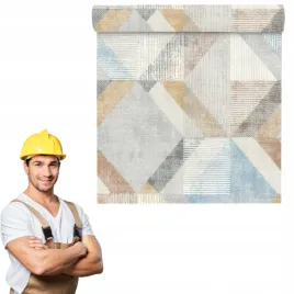 tapeta-geometria-bezowo-niebieska-winylowa-na-flizelinie