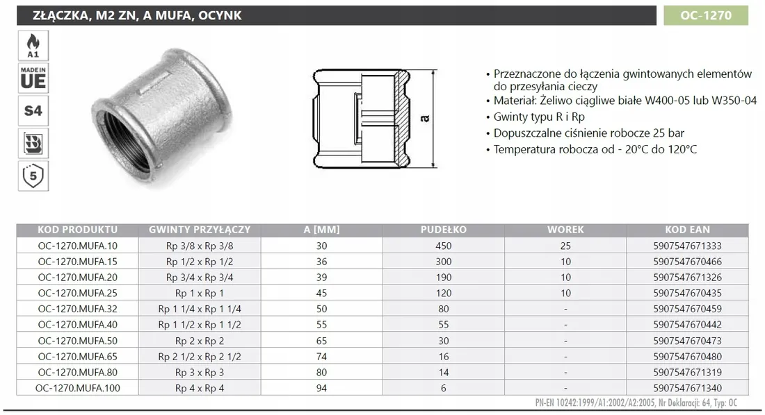 mufa-diamond-1-25-ocynk