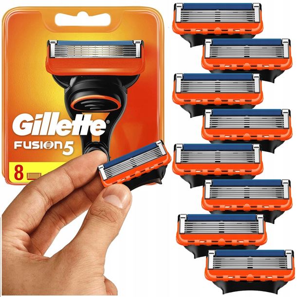 ﻿GILLETTE FUSION 5 WKŁADY NOŻYKI OSTRZA DO GOLENIA MASZYNKI ORYGINALNE 8 SZT-Zdjęcie-0