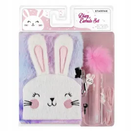 pamietnik-pluszowy-zamykany-krolik-dlugopis-sluchawki-starpak-526044