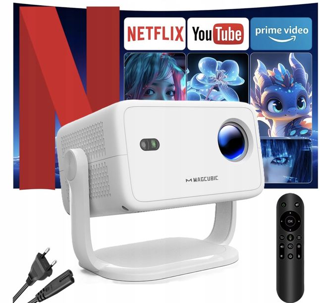 ﻿PROJEKTOR MAGCUBIC L018 4K 1080p ANDROID WiFi TV GŁOŚNIK BT NETFLIX 2025 PL