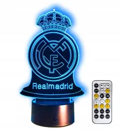 real-madryt-lampka-nocna-3d-led-prezent-pilot