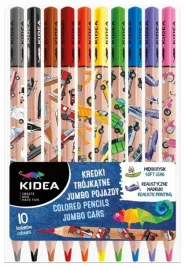 kredki-trojkatne-jumbo-pojazdy-10-kolorow-kidea