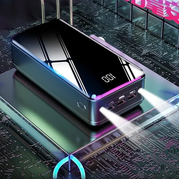 Powerbank 50000mAh  Super wydajny  LUSTRZANY EKRAN - kolor czarny