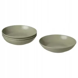 talerz-gleboki-obiadowy-matowy-zielony-23-cm-kamionka-4-szt-ikea-fargklar