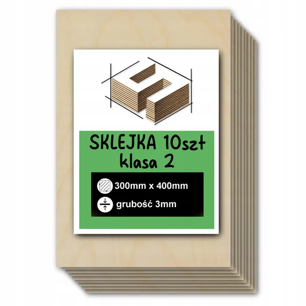 SKLEJKA 3mm FORMATKA DO LASERA CNC GRAWER 30x40cm 300x400mm KLASA 2 10 SZT