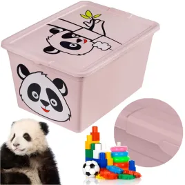 pojemnik-plastikowy-na-zabawki-z-pokrywa-15l-do-dzieci-panda-rozowy