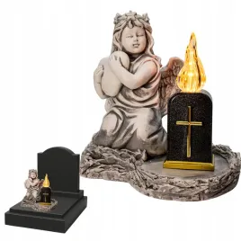 znicz-gipsowa-figurka-nagrobna-szara-aniol-lampka-led-krzyz-serce-gips