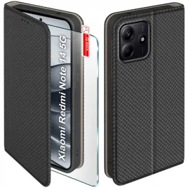 etui-z-klapka-do-xiaomi-redmi-note-14-5g-zamykane-czarne-futeral-szklo-9h