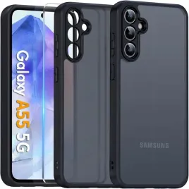 etui-do-samsung-a55-5g-mattcase-czarny-mat-szklo-hartowane-na-ekran