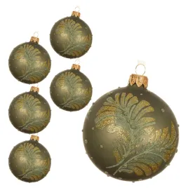 szklane-zielone-matowe-bombki-choinkowe-dekorowane-8-cm-kpl-6-szt