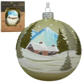 szklana-matowa-duza-bombka-choinkowa-zielona-domek-w-gorach-10-cm-1szt