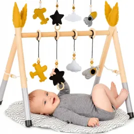 stojak-edukacyjny-dla-niemowlaka-chlopca-drewniany-baby-gym-mata-lisc-szara