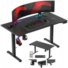 biurko-gamingowe-elektryczne-regulowane-pilot-rgb-led-karbon-czarne-140-cm