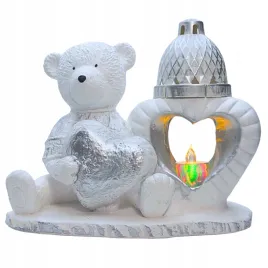znicz-gipsowa-figurka-nagrobna-srebrny-mis-serce-lampka-led-gips-latarenka