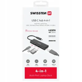 swissten-hub-4w1-usb-c-100w-hdmi-4k-2x-usb-a-aluminiowa-obudowa