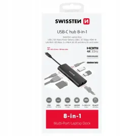 swissten-hub-8w1-usb-c-100w-hdmi-4k-lan-rj45-2x-usb-a-1x-usb-c-sd-micro-sd