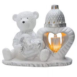 znicz-gipsowa-figurka-nagrobna-srebrny-mis-serce-lampka-led-gips-latarenka