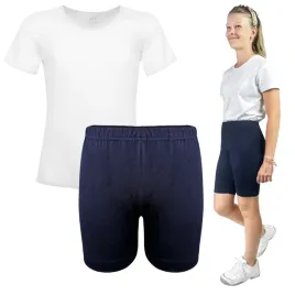 stroj-na-wf-bialy-tshirt-i-krotkie-spodenki-legginsy-dla-dziewczynki-134