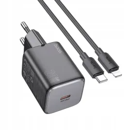hoco-ladowarka-sieciowa-usb-c-kabel-usb-c-do-lightning-qc-pd-20w-czarna