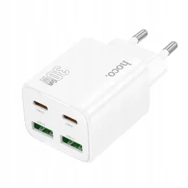 hoco-ladowarka-sieciowa-2x-usb-c-2x-usb-pd-qc3-0-3a-30w-n56-biala