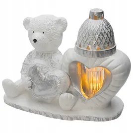 znicz-gipsowa-figurka-nagrobna-srebrny-mis-serce-lampka-led-gips-latarenka