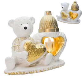 znicz-gipsowa-figurka-nagrobna-zloty-mis-serce-lampka-led-gips-latarenka
