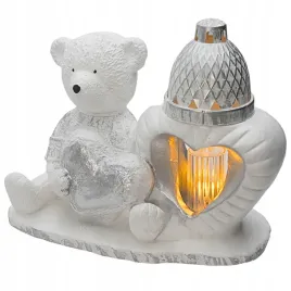 znicz-gipsowa-figurka-nagrobna-srebrny-mis-serce-lampka-led-gips-latarenka