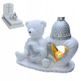 znicz-gipsowa-figurka-nagrobna-srebrny-mis-serce-lampka-led-gips-latarenka