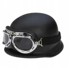 kask-motocyklowy-orzeszek-helm-czarny-gogle-retro-chopper-niemiecki-weteran