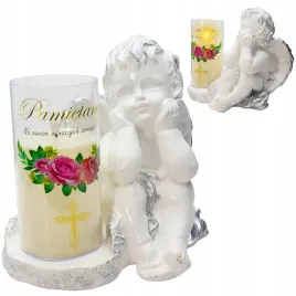znicz-gipsowa-figurka-nagrobna-srebrny-aniol-aniolek-gipsowy-lampa-led
