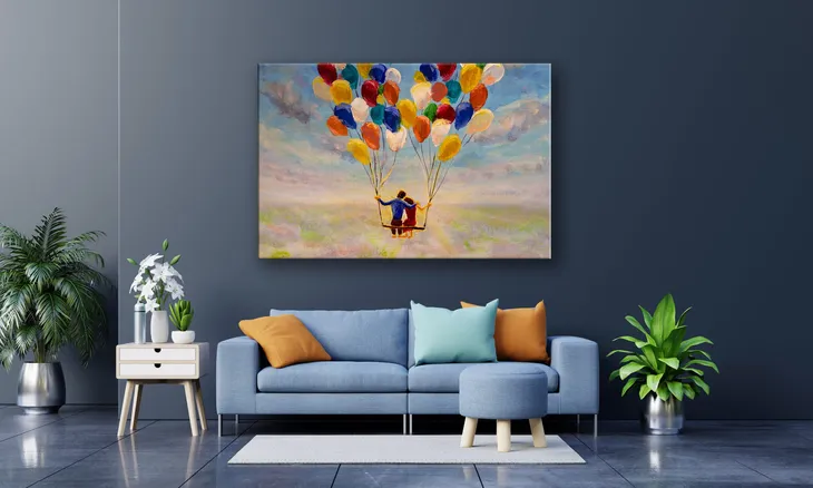 obraz-na-plotnie-078-para-na-balonach-100x70cm-szerokosc-cm-91-100