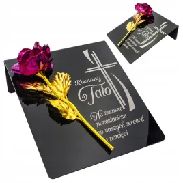 znicz-dekoracja-na-grob-grawerowany-podstawka-na-cmentarz-roza-dla-taty