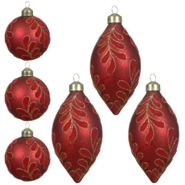 szklane-czerwone-bombki-choinkowe-matowe-dekorowane-mix-kpl-6-szt-8-cm