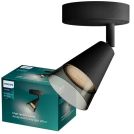 lampa-scienna-sufitowa-kinkiet-gu10-czarna-cleft-philips