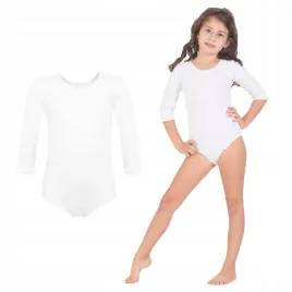 body-gimnastyczne-baletowe-do-tanca-dla-dziewczynki-3-4-rekaw-biale-146