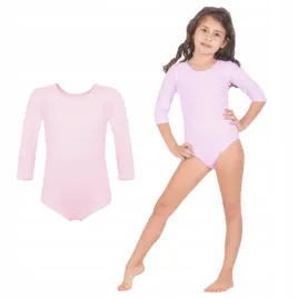 body-baletowe-3-4-dla-baletnicy-bawelniane-do-tanca-gimnastyki-rozowe-140