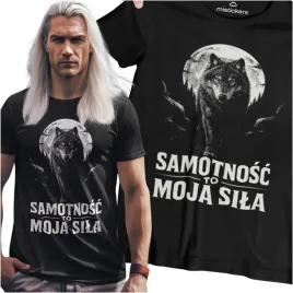 koszulka-meska-z-wilkiem-na-prezent-samotnosc-jest-moja-sila