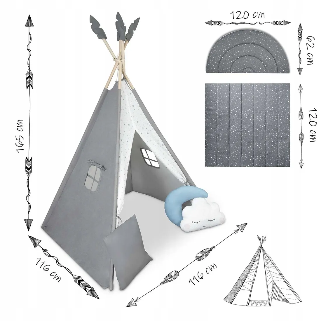namiot-tipi-dla-dzieci-szary