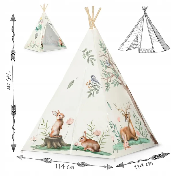 namiot-tipi-dla-dzieci-bezowe-akcesoria-w-zestawie-poduszka