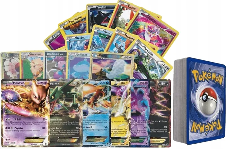 Oryginalne Karty Pokemon TCG-Zestaw 100 kart RZADKICH+Puszka+Zestaw Legend