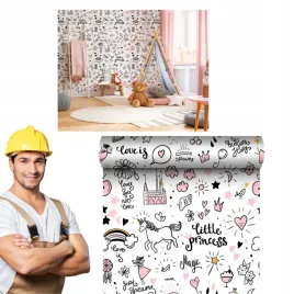 tapeta-dla-dzieci-little-princess-rozowa-winylowa-na-flizelinie-10m-x-53cm