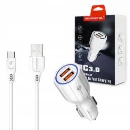 ladowarka-samochodowa-3a-2a-biala-kabel-typ-c-somostel-3100ma-2100ma-2x