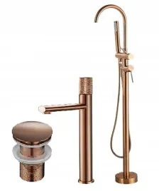 bateria-wannowa-stojaca-miedziana-merida-mat-umywalkowa-zestaw-premium