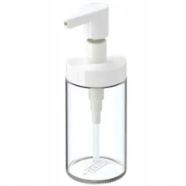 reczny-dozownik-do-mydla-stojacy-szklany-przezroczysty-bialy-200-ml-ikea