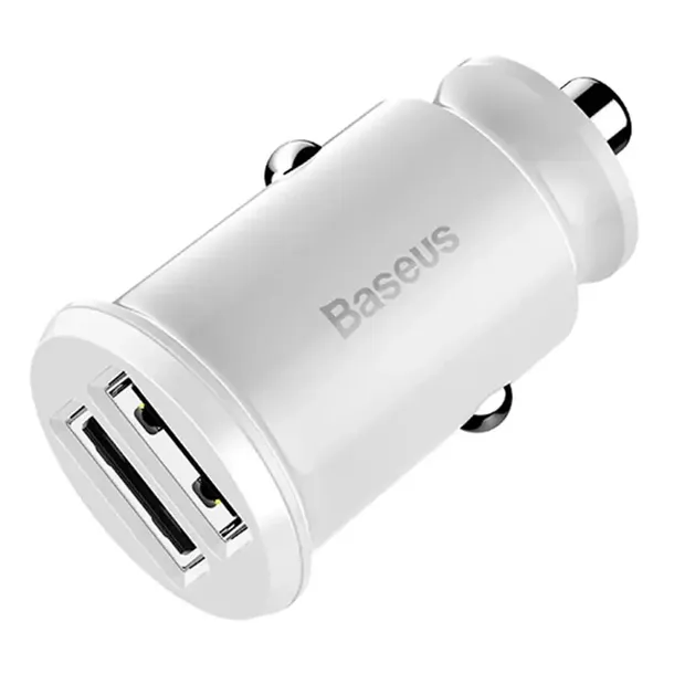ladowarka-samochodowa-baseus-grain-2x-usb-5v-3-1a-biala-kolor-srebrny