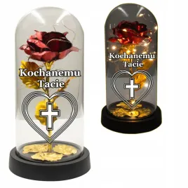 znicz-dla-taty-zlota-roza-swiecaca-led-na-grob-kwiaty-pogrzeb