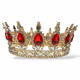tiara-slubna-diadem-korona-krolewska-zlota-z-rubinowymi-cyrkoniami